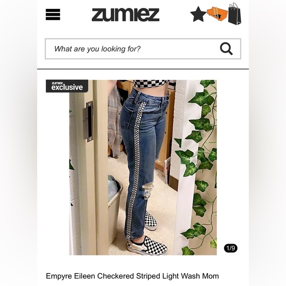 zumiez checkered mom jeans size 0 24” - Picture 3 of 14